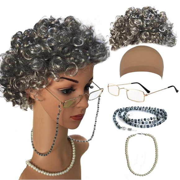 ?‍♀️ Old lady granny Halloween Wig bundle set NWT main image 5